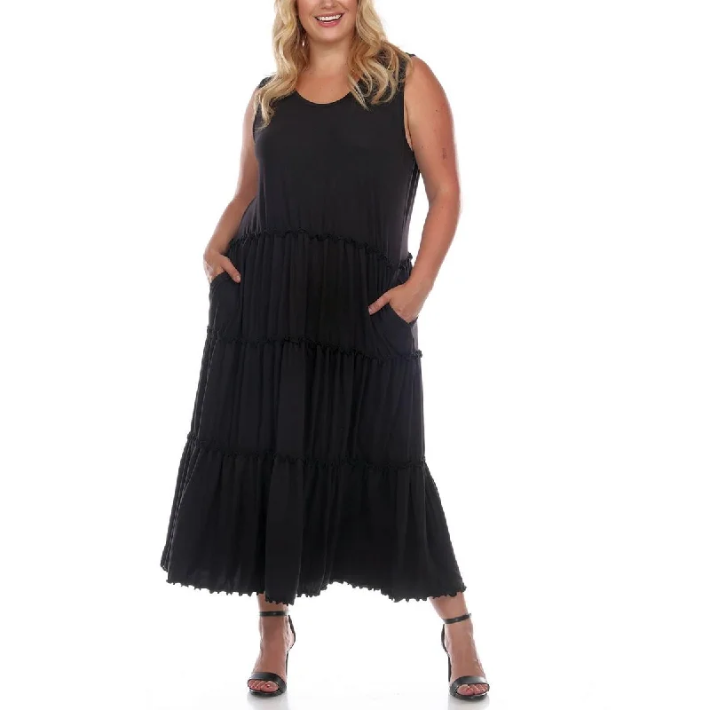 Weekend Flash Deals White Mark Womens Plus Knit Sleeveless Maxi Dress