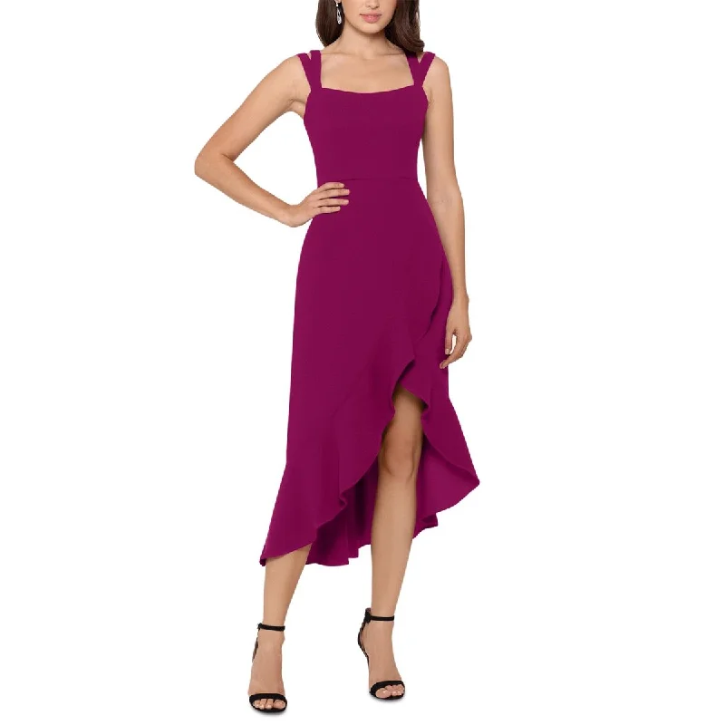 Xscape Womens Flounce Double Strap Midi Dress