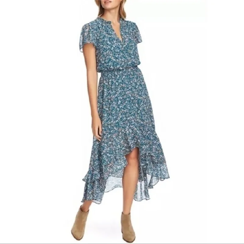 Limited Edition 1.STATE Women's Printed Asymmetrical Midi Dress Brown Size Medium