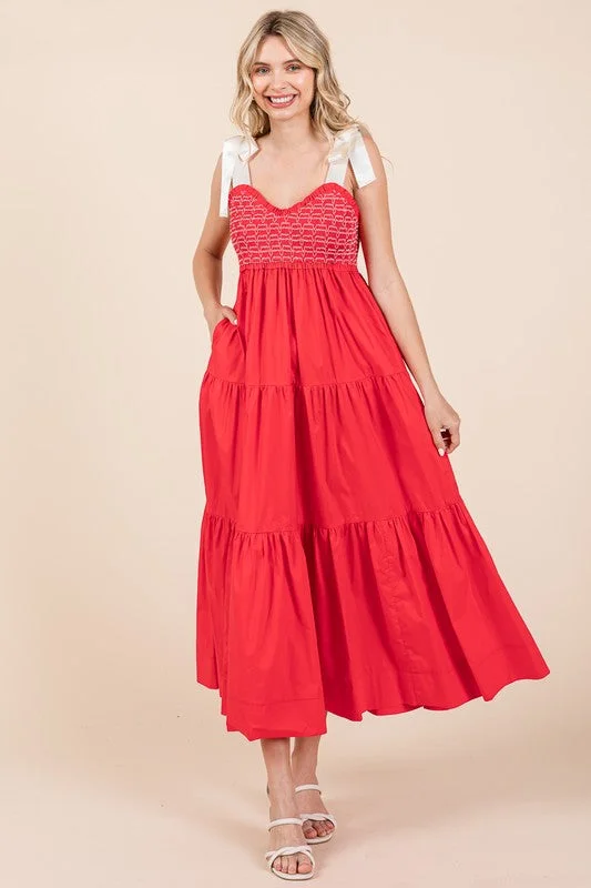 Weekend Buy One Get One Ribbon Strap Tiered Maxi Dress