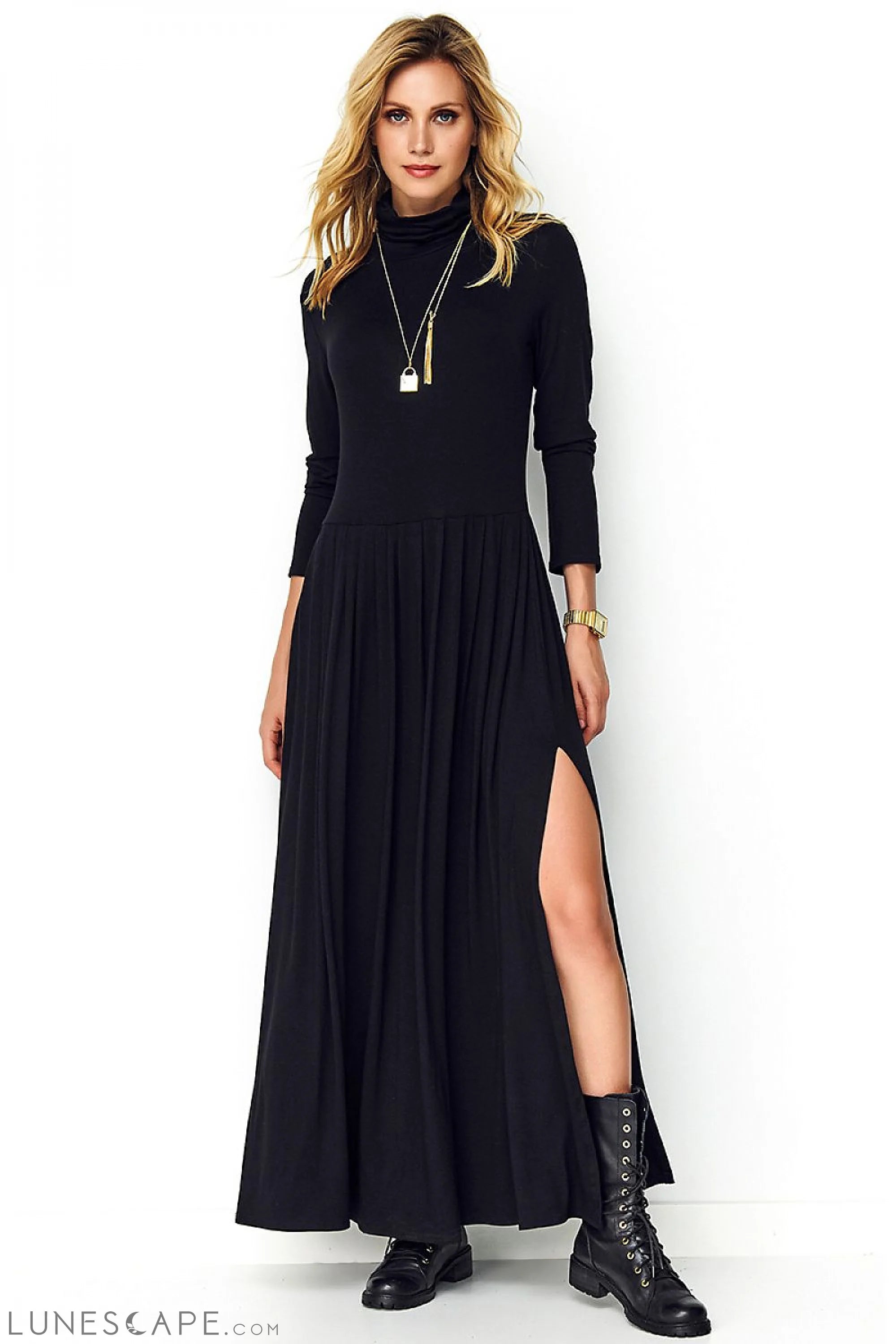 Weekend Deal Rush 3/4 Sleeve Maxi Dress - Black