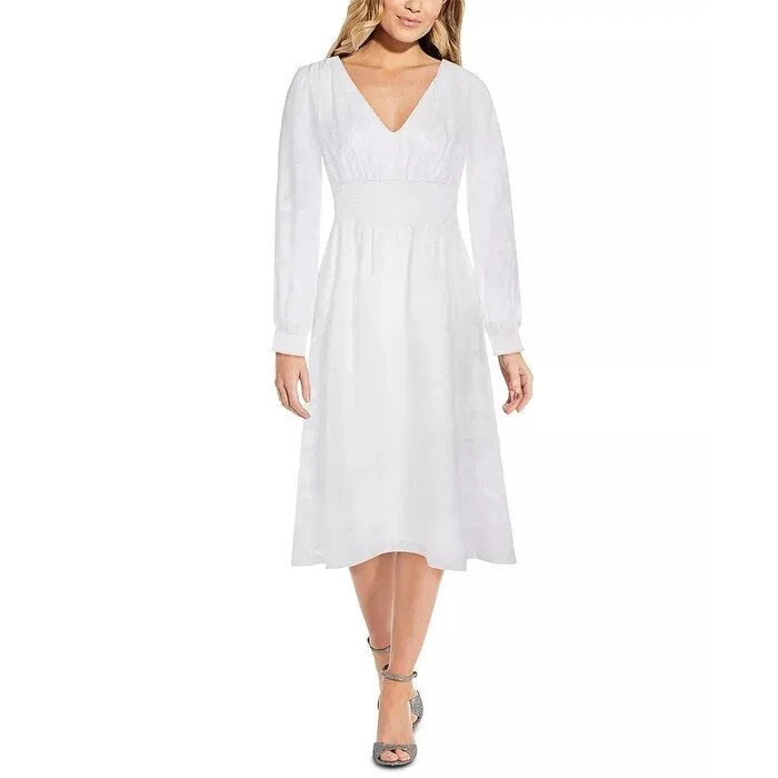 Weekend Deals You’ve Been Waiting For Adrianna Papell Women's V Neck Floral Burnout Midi Dress White Size 2 Weekend Deals You’ve Been Waiting For Adrianna Papell Women's V Neck Floral Burnout Midi Dress White Size 2