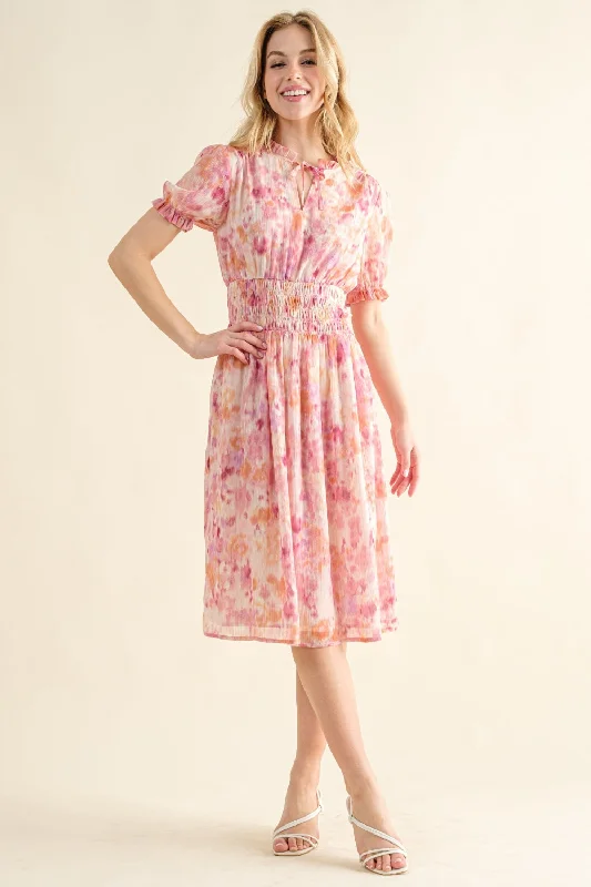 Super Low Prices And The Why Full Size Smocked Waist Printed Midi Dress