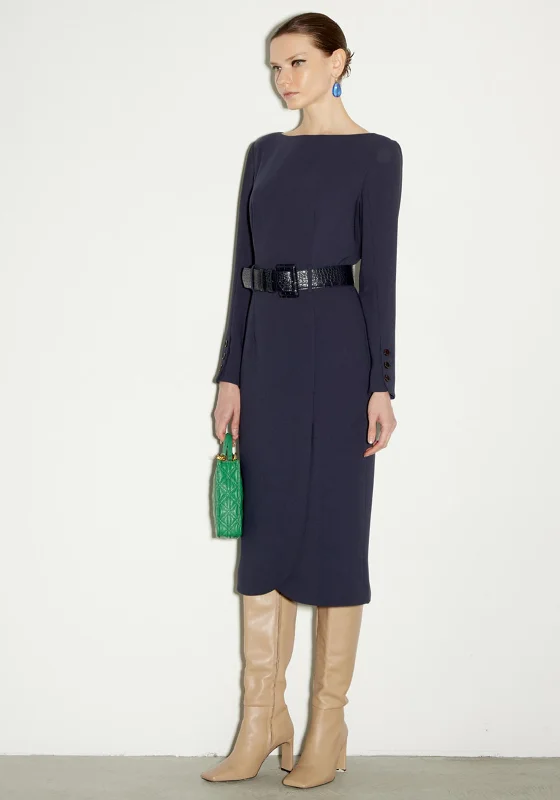 Weekend Discount Blast Birelin Straight Midi Dress, Navy