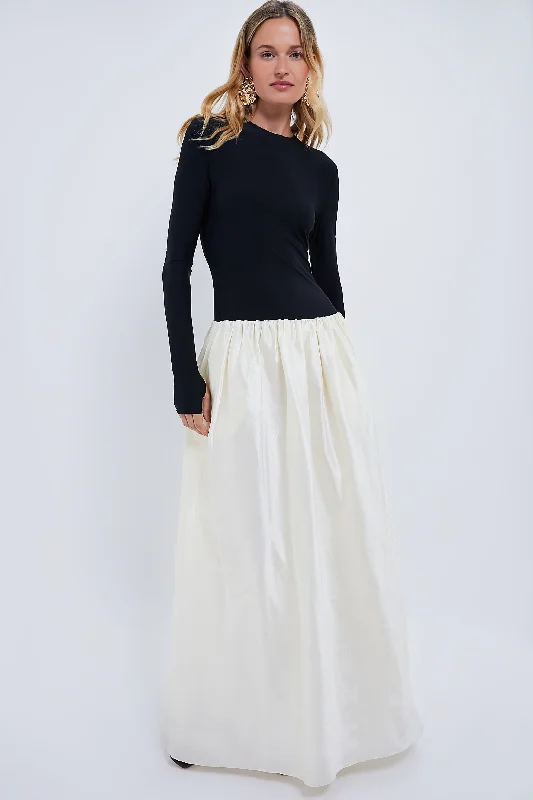 Weekend Deal Rush Black and Ivory Meringue Maxi Dress