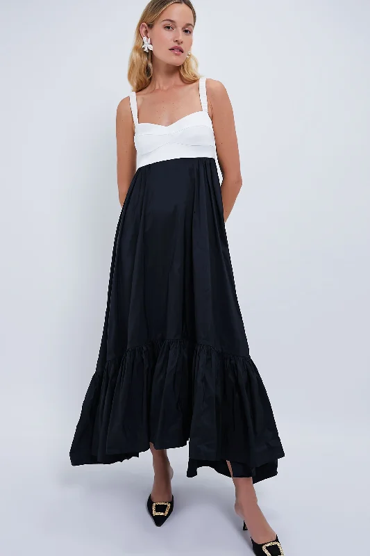 Weekend Super Sale Frenzy Black and White Snowdrop Maxi Dress