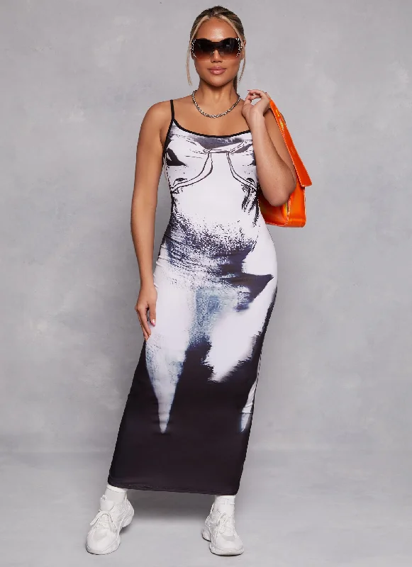 Weekend Special Body Print Cami Maxi Dress