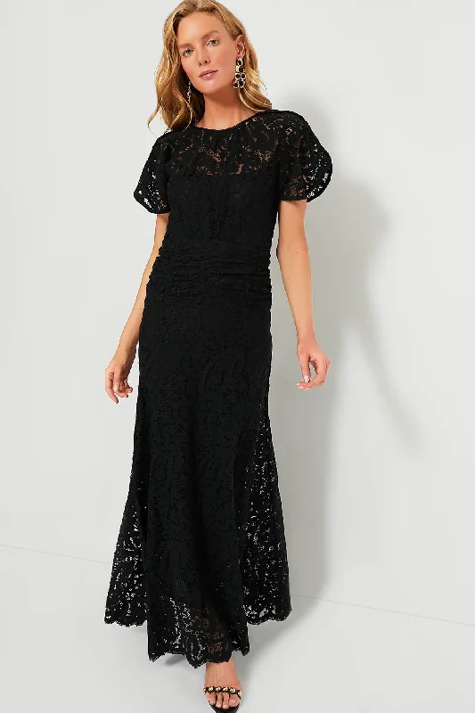 Bargain Alert Black Broderie Lace Maxi Dress