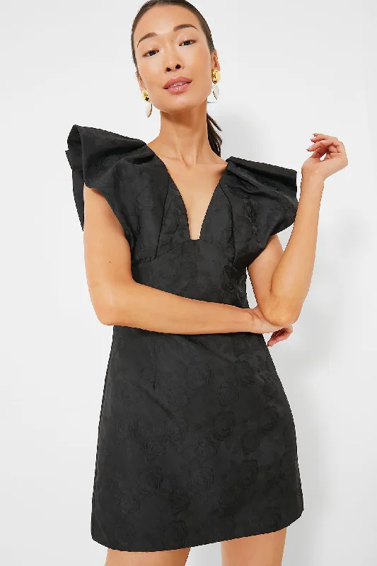 Weekend Markdown Madness Black Jacquard Tanya Mini Dress