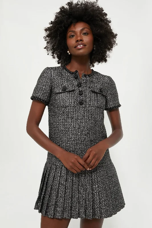Weekend Flash Discount Black Metallic Boucle Mini Dress