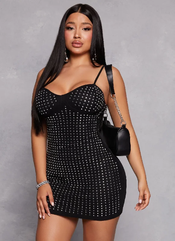 Weekend Bargain Weekends Rhinestone Bodycon Mini Dress