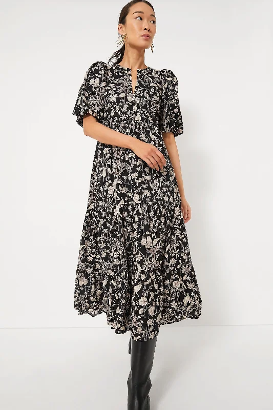 Weekend Hot Bargains Black & Tan Floral Cisco Maxi Dress