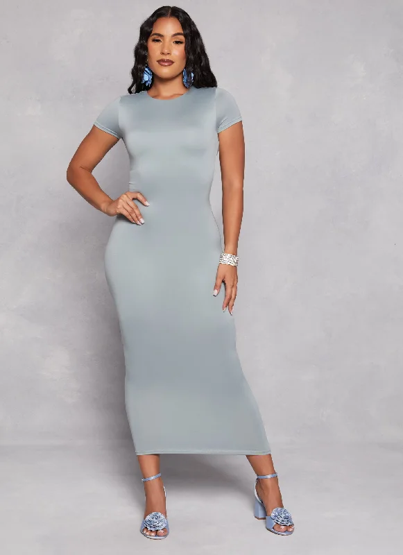 Exclusive Savings Double Layered Crew Neck Maxi Dress