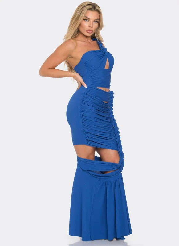 Shop & Save Now One Shoulder Braid Detail Strap Maxi Dress