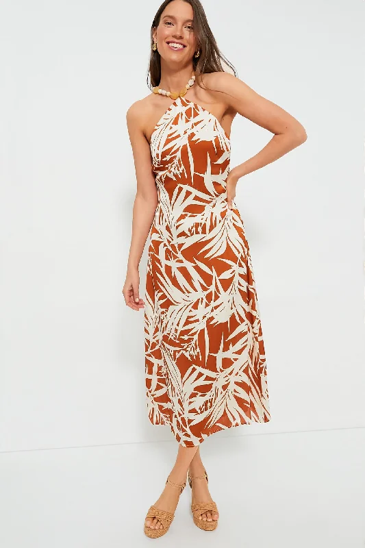Today's Offer Bronze Leafy Floral Mallorca Maxi Dress