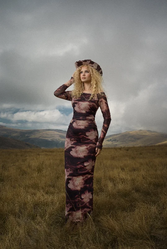 Weekend Offers and Savings Madden Girl Patterned Mesh Maxi Dress