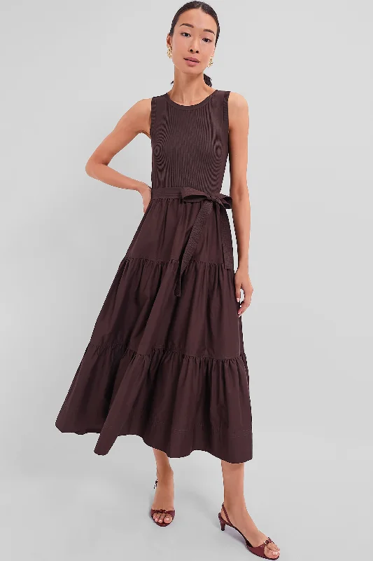 Weekend Price Slash Day Brown Sleeveless Maxi Dress