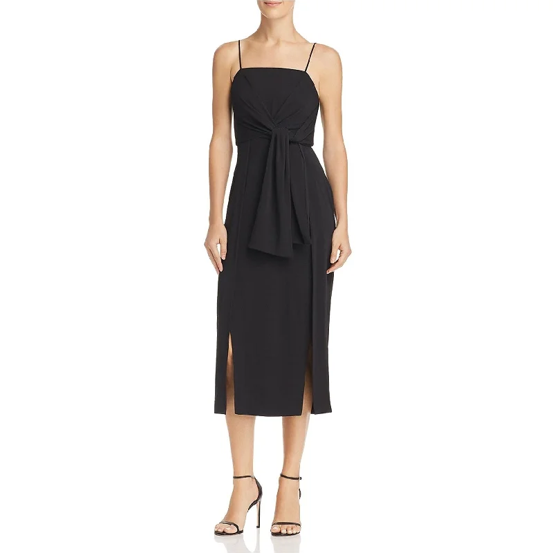 Big Bargain Bonanza C/Meo Collective Womens Tie-Front Sash Midi Dress, Black, Medium