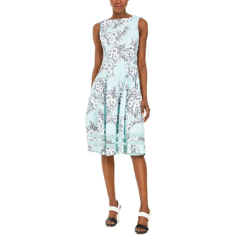Weekend Specials Galore Calvin Klein Women's Floral-Print Midi Fit & Flare Dress Blue Size 16 Weekend Specials Galore Calvin Klein Women's Floral-Print Midi Fit & Flare Dress Blue Size 16