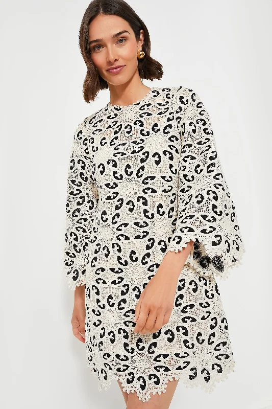 Hurry, Don’t Miss Out Cream and Black Ottie Lace Mini Dress