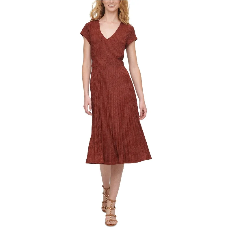Exclusive Discounts Just for You DKNY Womens Textured Knit A-line Midi Pleated Dress, Brown, X-Large Exclusive Discounts Just for You DKNY Womens Textured Knit A-line Midi Pleated Dress, Brown, X-Large