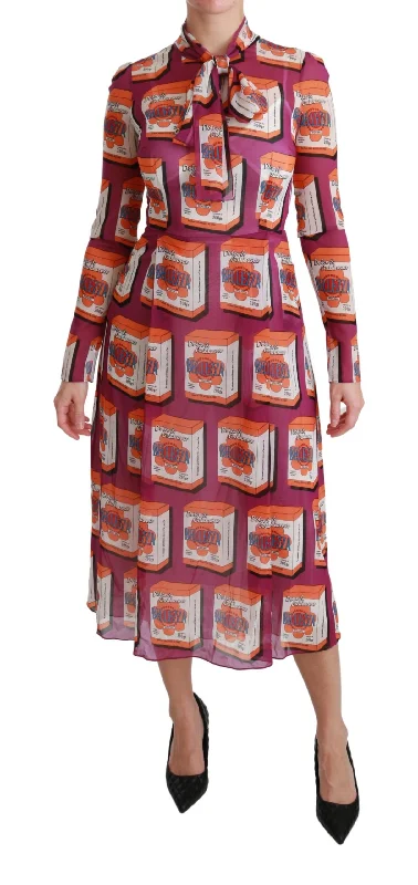 Special Shopping Event Dolce & Gabbana Elegant Bellezza Print Silk Maxi Dress