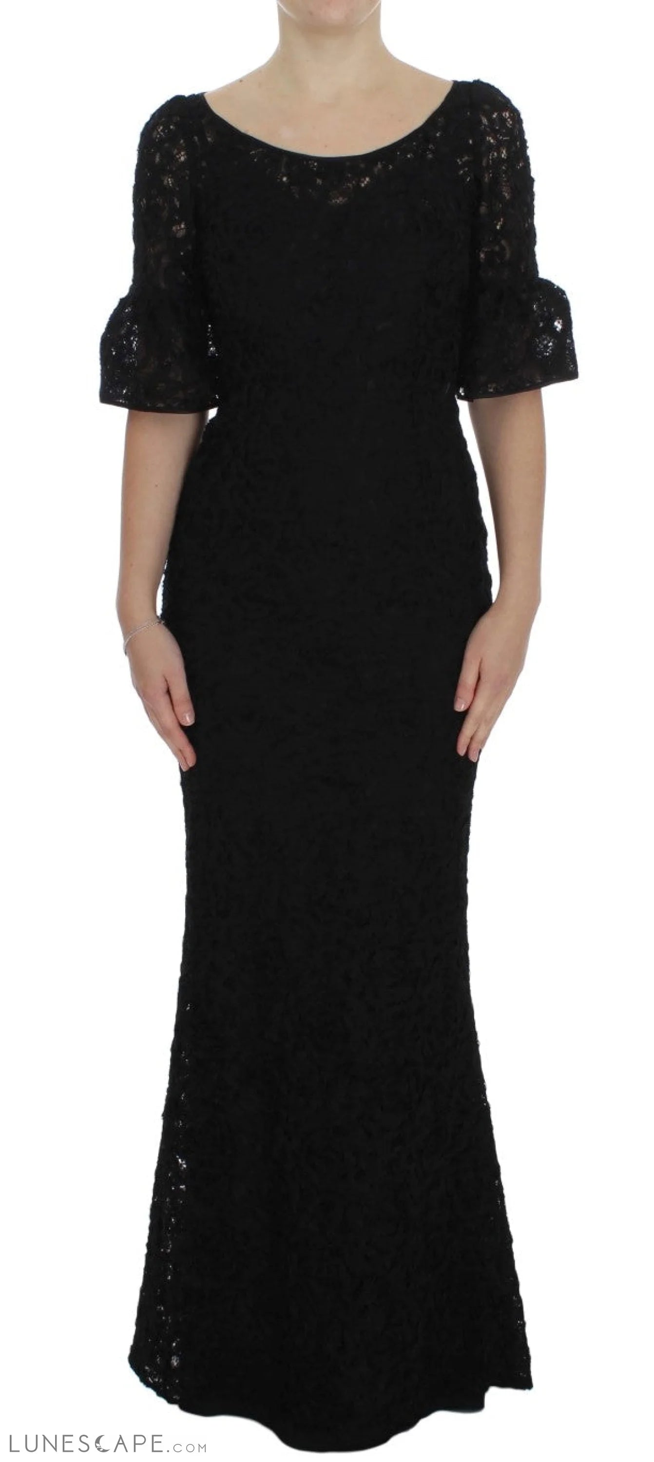 Weekend Shopping Rush Dolce & Gabbana Elegant Black Floral Lace Maxi Dress
