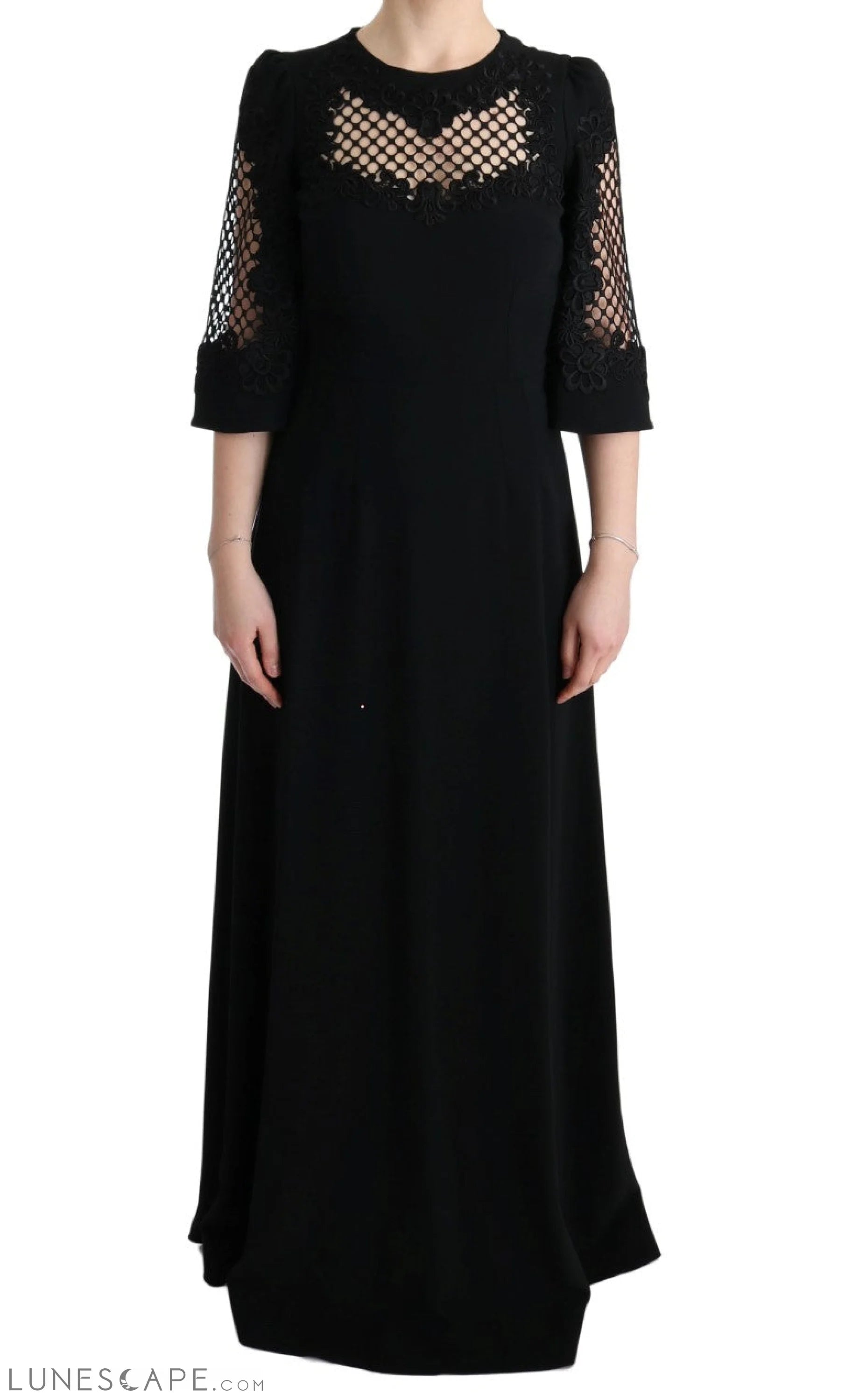 Season-End Deals Dolce & Gabbana Elegant Black Floral Maxi Dress