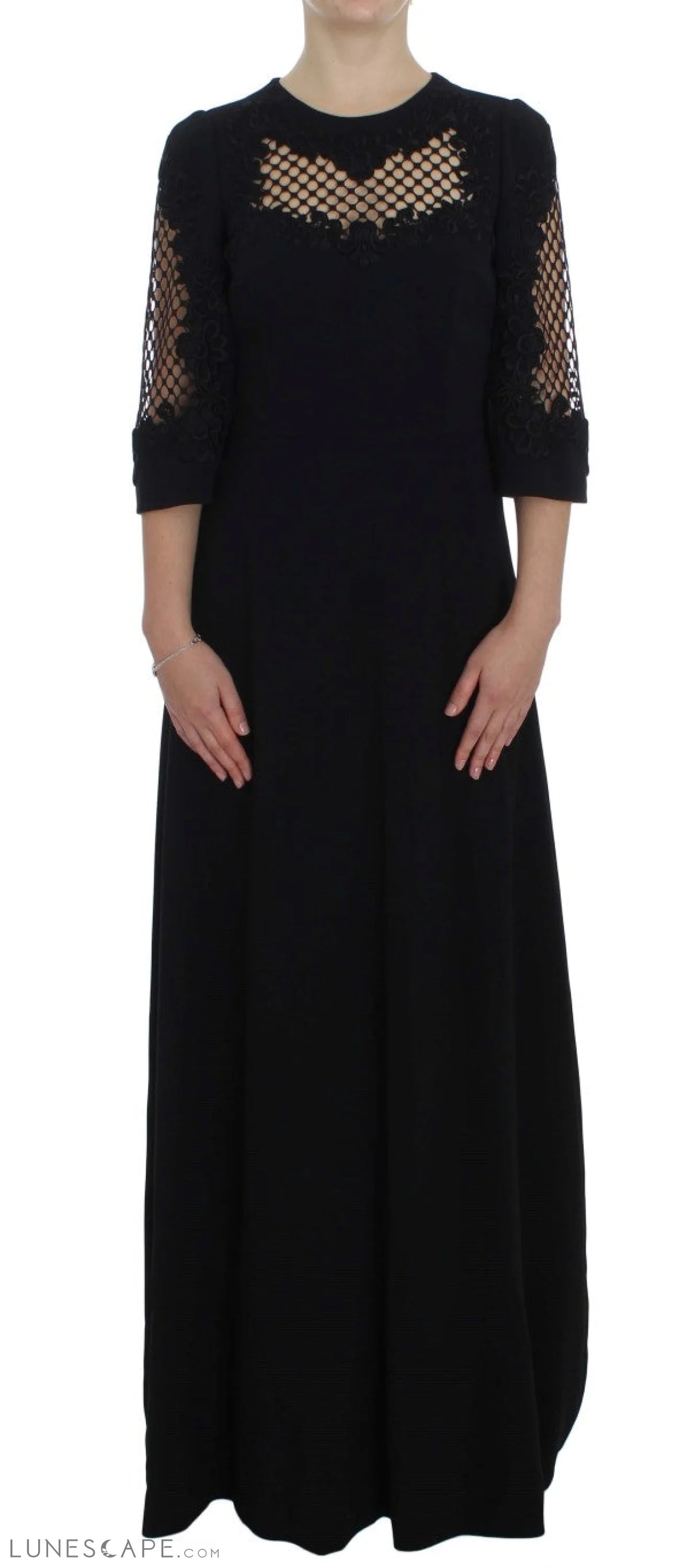Unbeatable Flash Deals Dolce & Gabbana Elegant Black Wool Cutout Maxi Dress