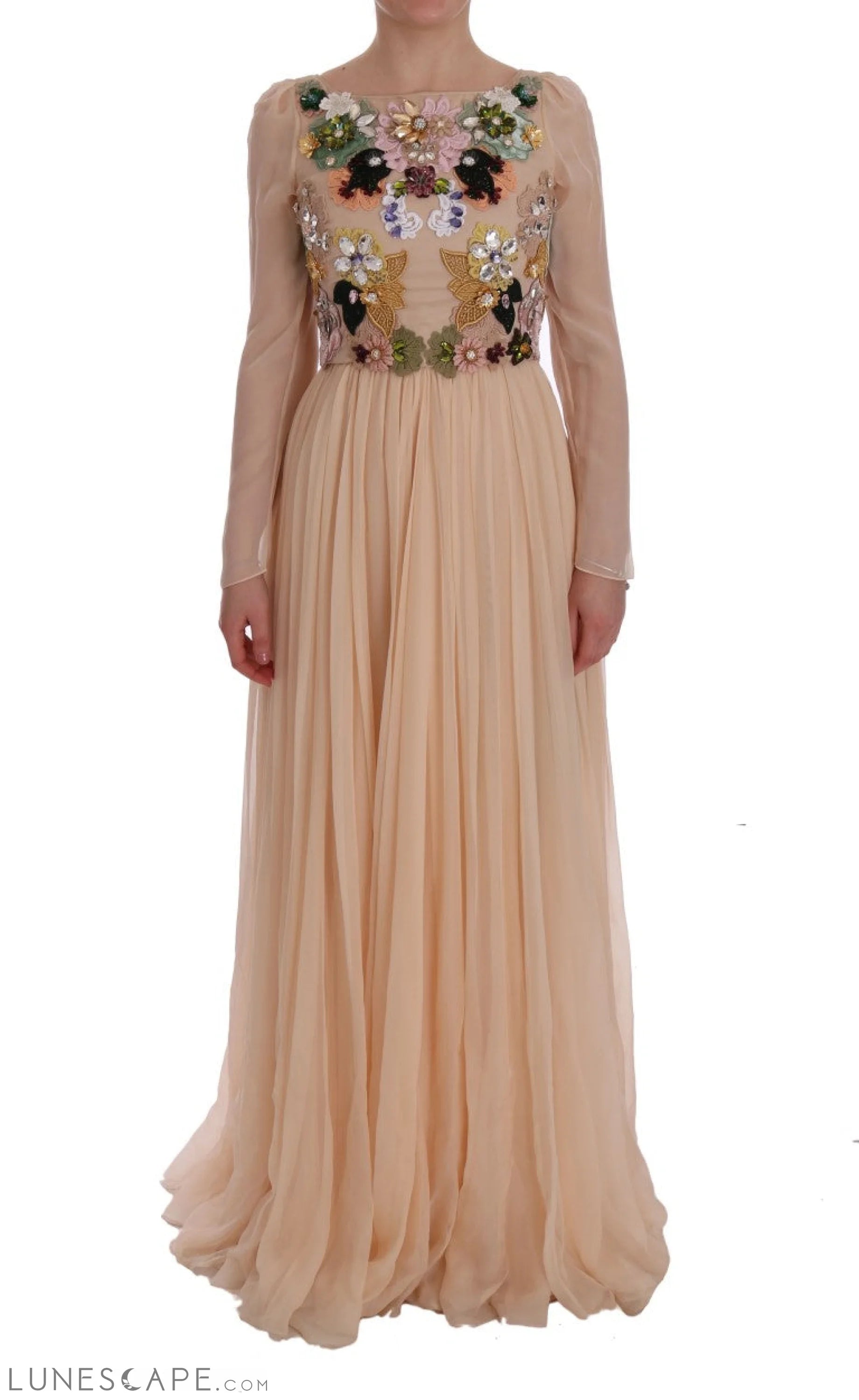 Clearance Event Dolce & Gabbana Elegant Floral Embroidered Silk Maxi Dress