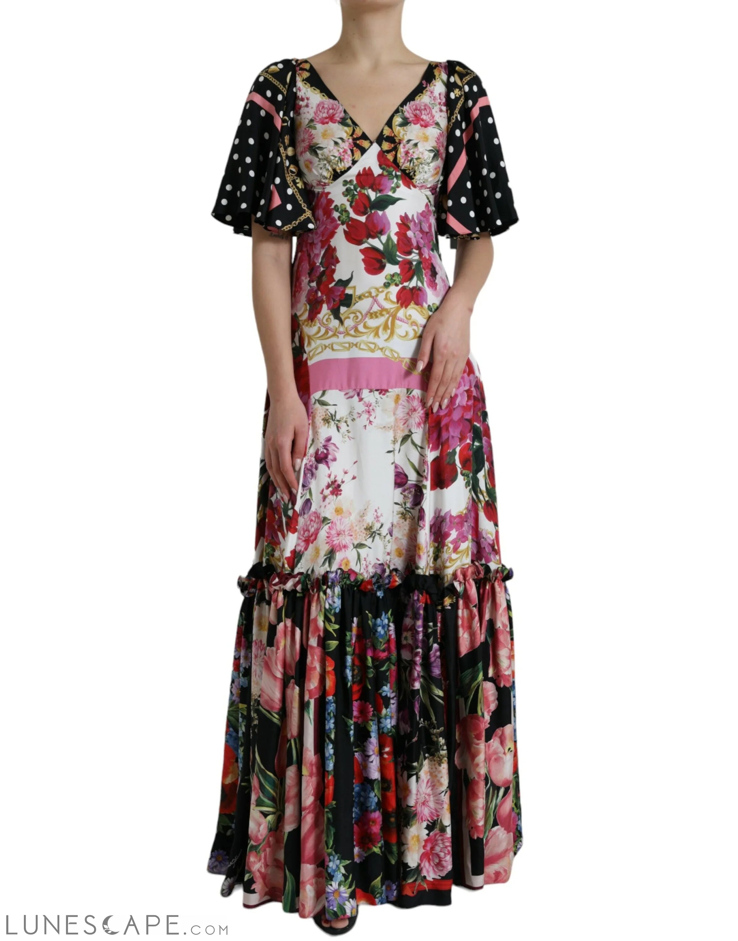 Big Sale Event Dolce & Gabbana Elegant Floral Silk Maxi Dress