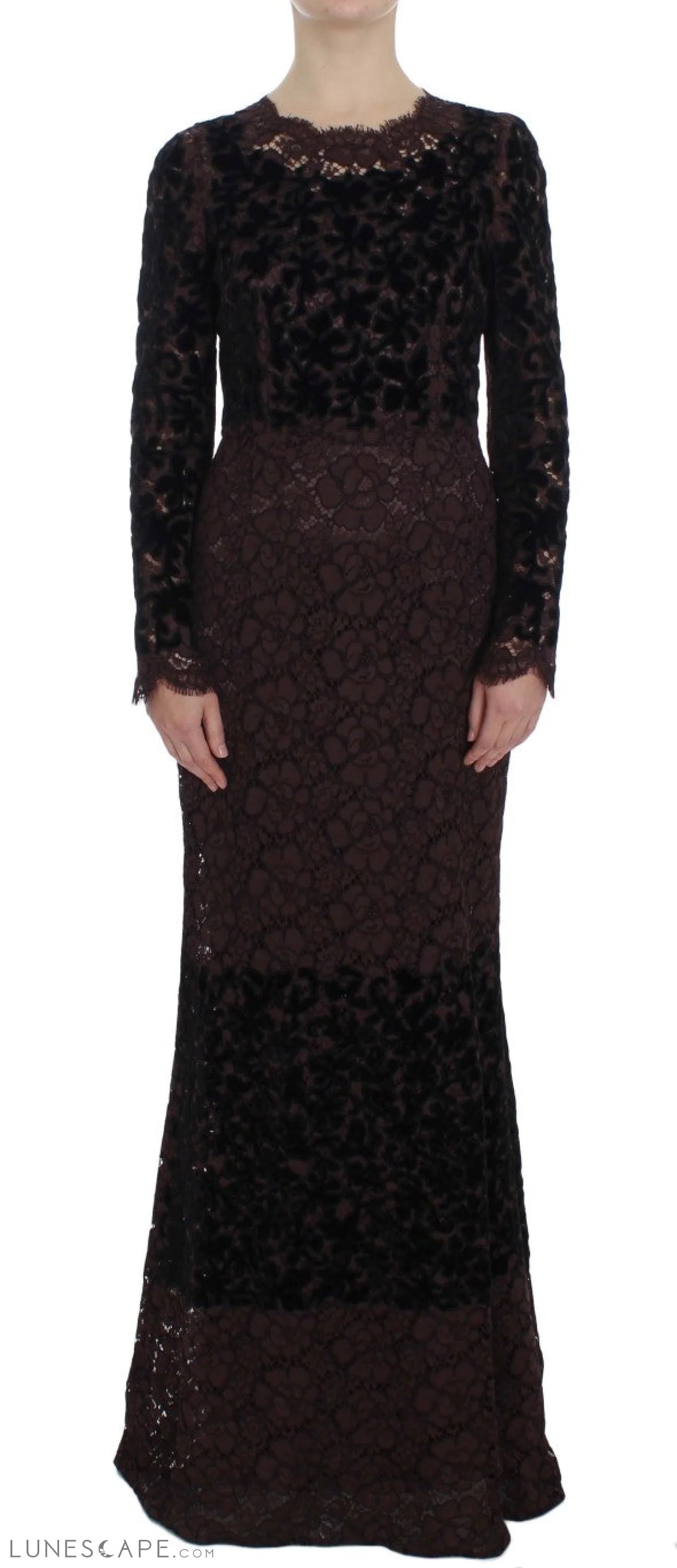 Weekend Wonders Dolce & Gabbana Elegant Purple Floral Lace Maxi Dress