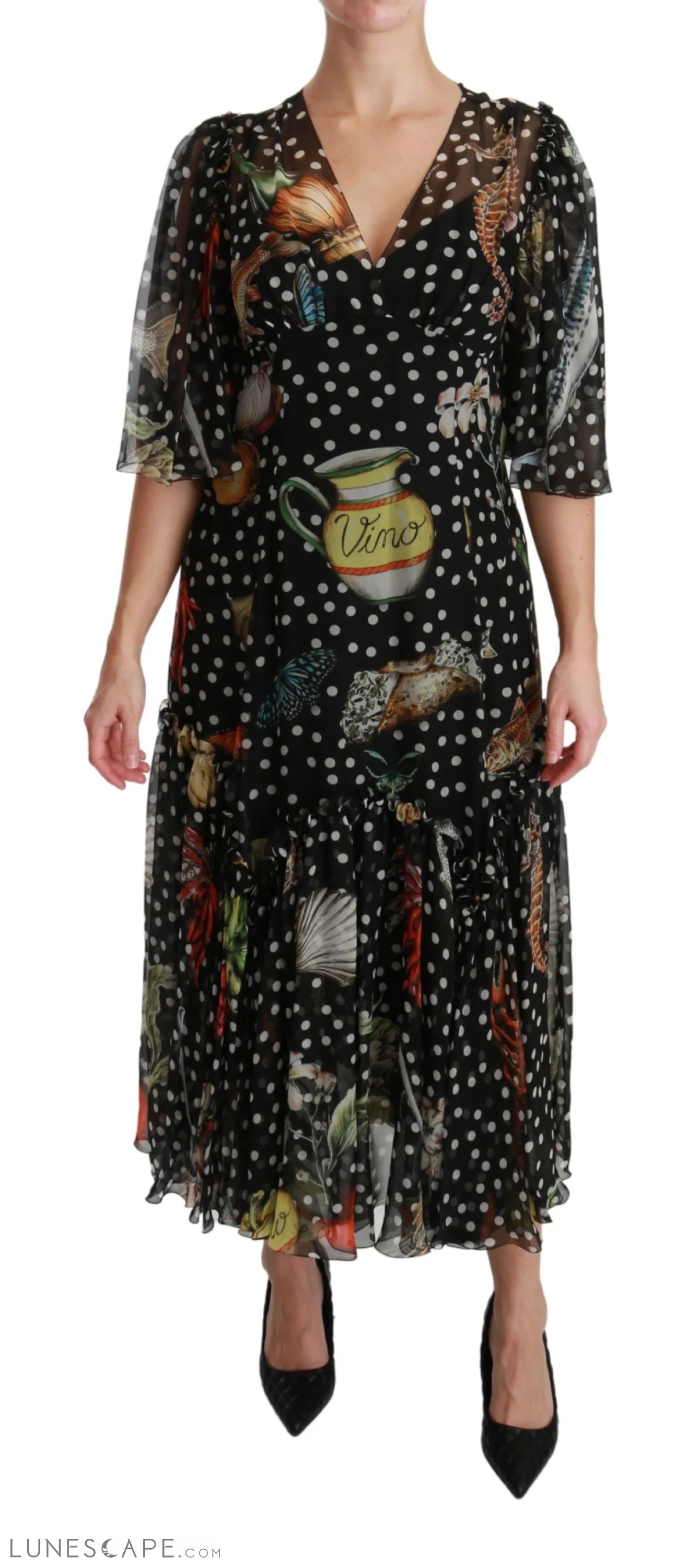Grab Your Deal Dolce & Gabbana Elegant Silk Pleated A-Line Maxi Dress