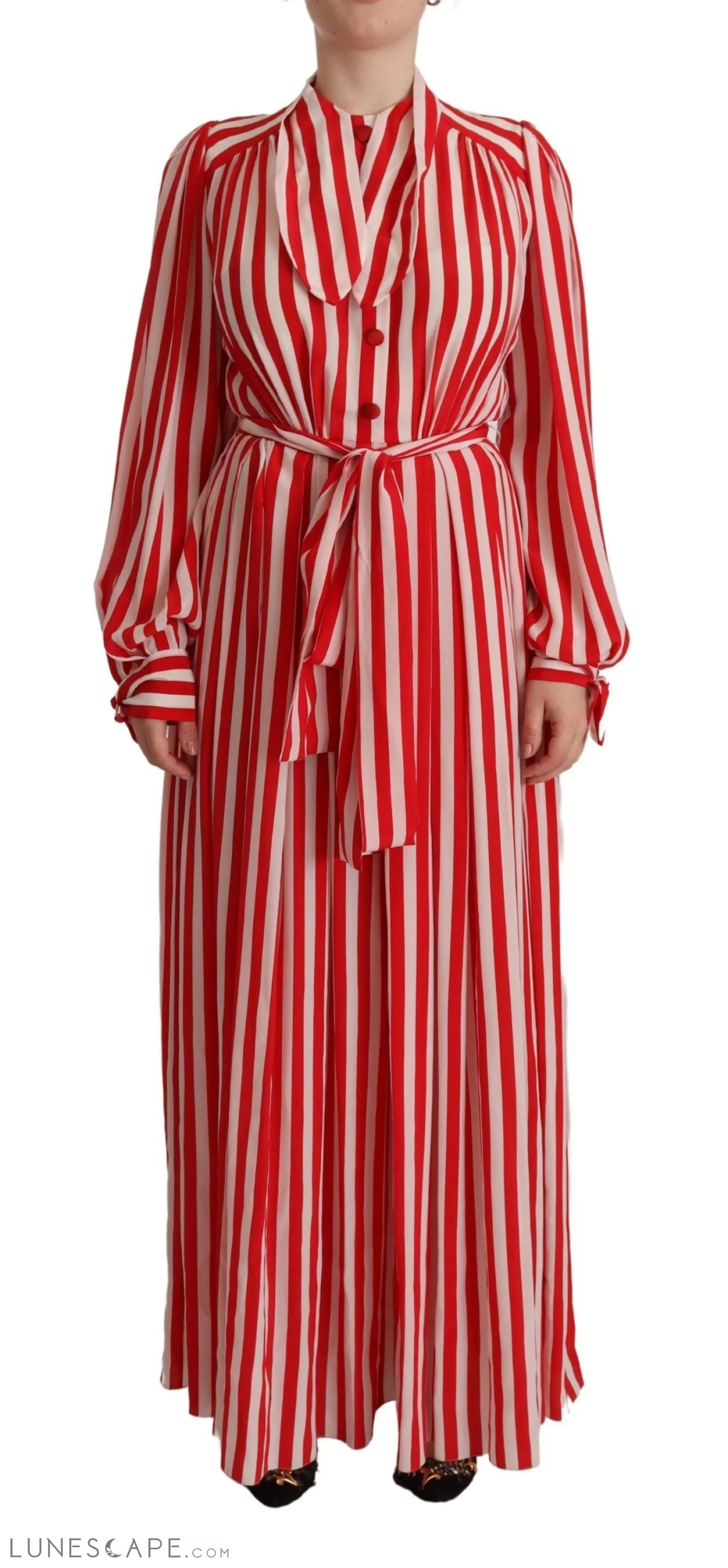 Big Offers Dolce & Gabbana Elegant Striped Silk Maxi Dress