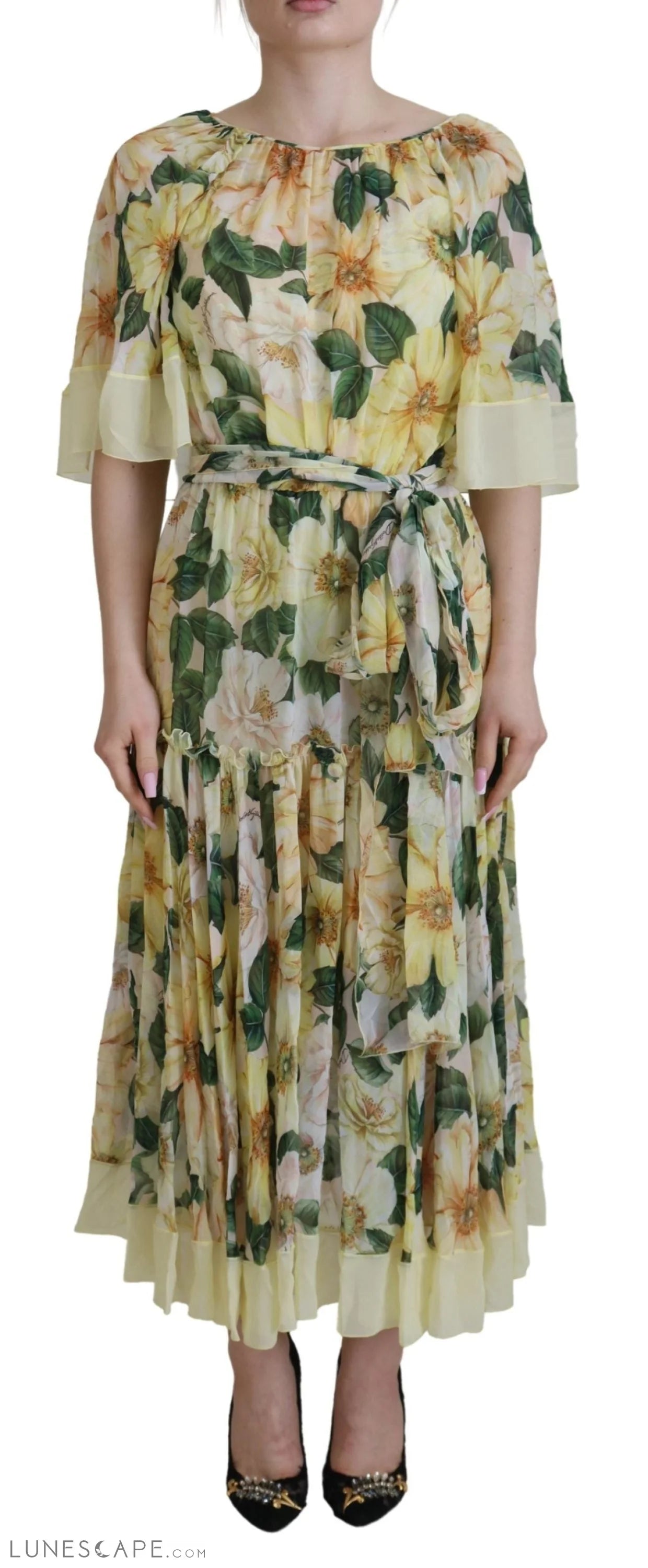Buy More, Save More Dolce & Gabbana Floral Silk Pleated Maxi Dress
