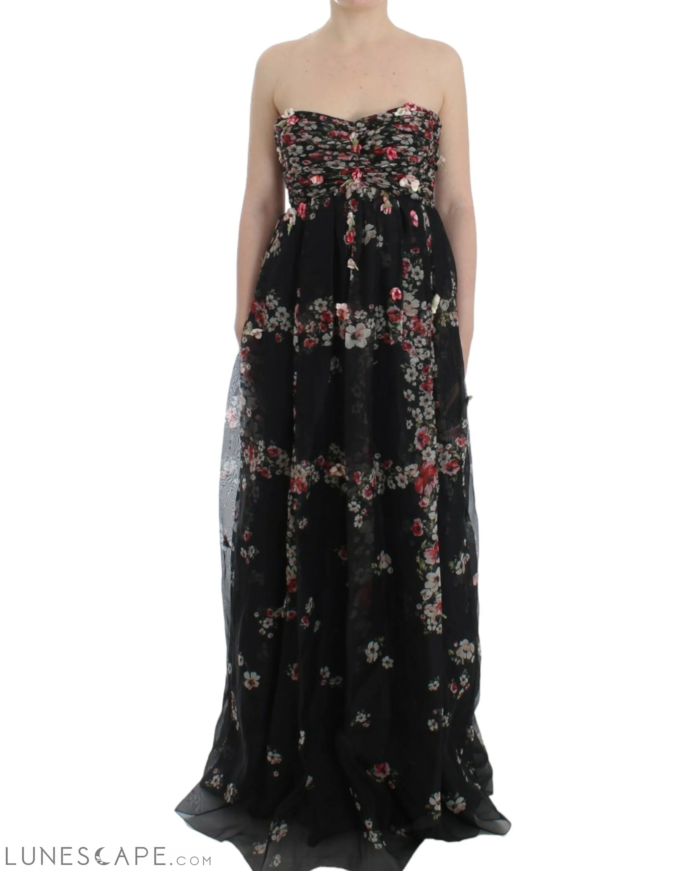 Weekend Price Slash Dolce & Gabbana Elegant Strapless Silk Maxi Dress