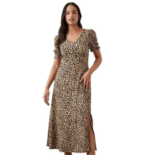 Limited-Time Discount Dorothy Perkins Womens/Ladies Leopard Print Short-Sleeved Midi Dress Limited-Time Discount Dorothy Perkins Womens/Ladies Leopard Print Short-Sleeved Midi Dress