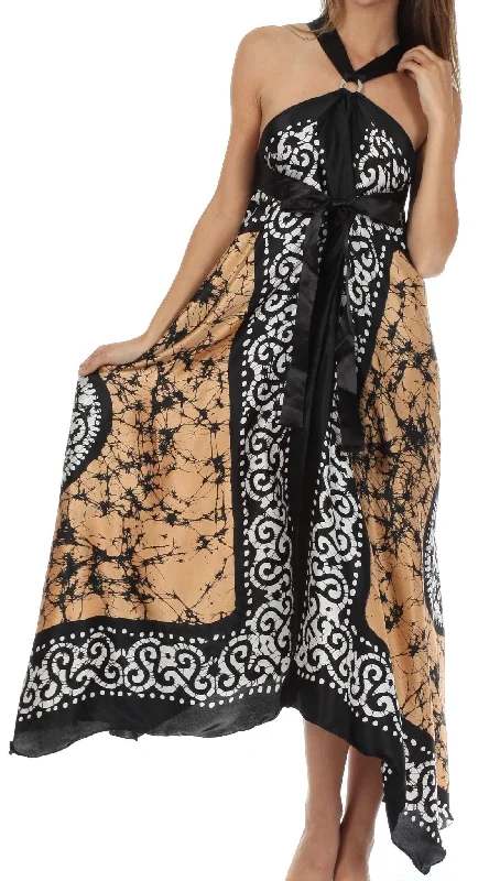 Weekend Price Drop Event Sakkas Silky Wrap Halter Handkerchief Hem Maxi Dress