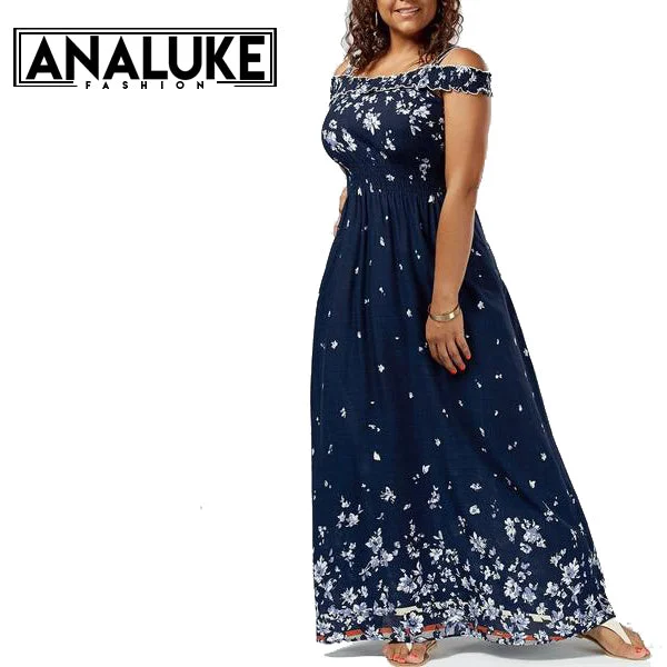 Flash Offer Floral Print Cold Shoulder Maxi Dress