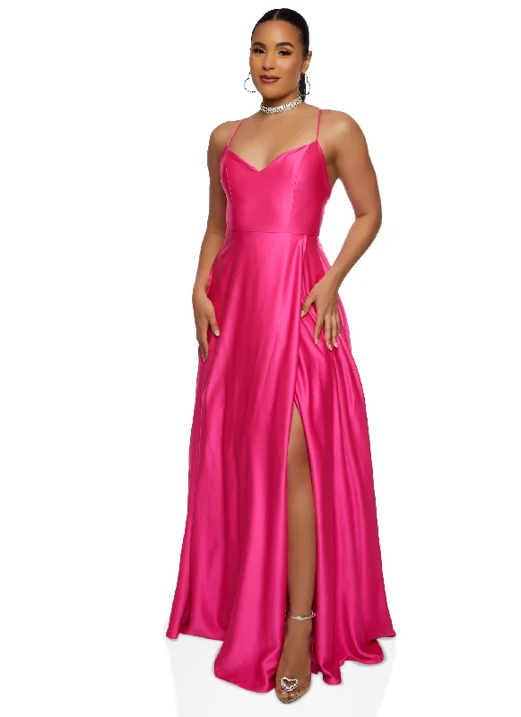 Big Sale Event Satin Criss Cross Back Maxi Dress