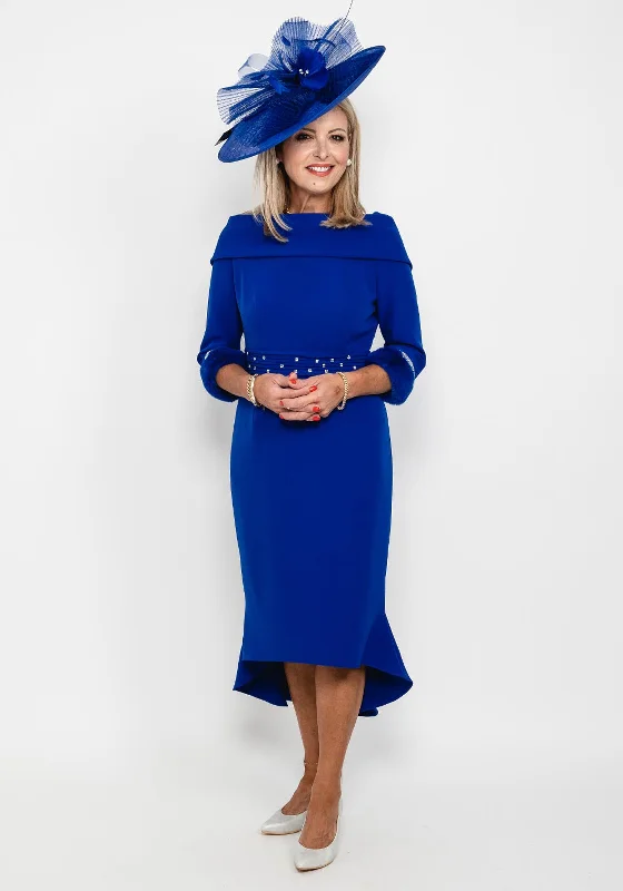 Weekend Bargain Blast Gabriela Sanchez Detailed Fishtail Midi Dress, Cobalt Blue
