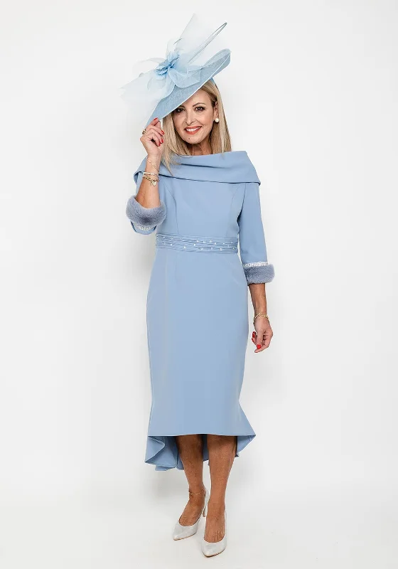 Weekend Shopping Extravaganza Gabriela Sanchez Detailed Fishtail Midi Dress, Dusty Blue