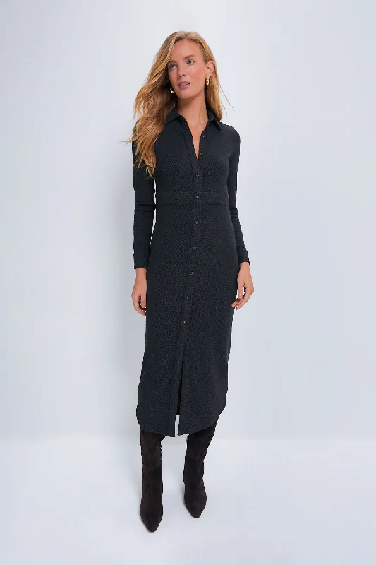Weekend Bargain Weekends Heathered Black Twill Legend Sweater Maxi Dress