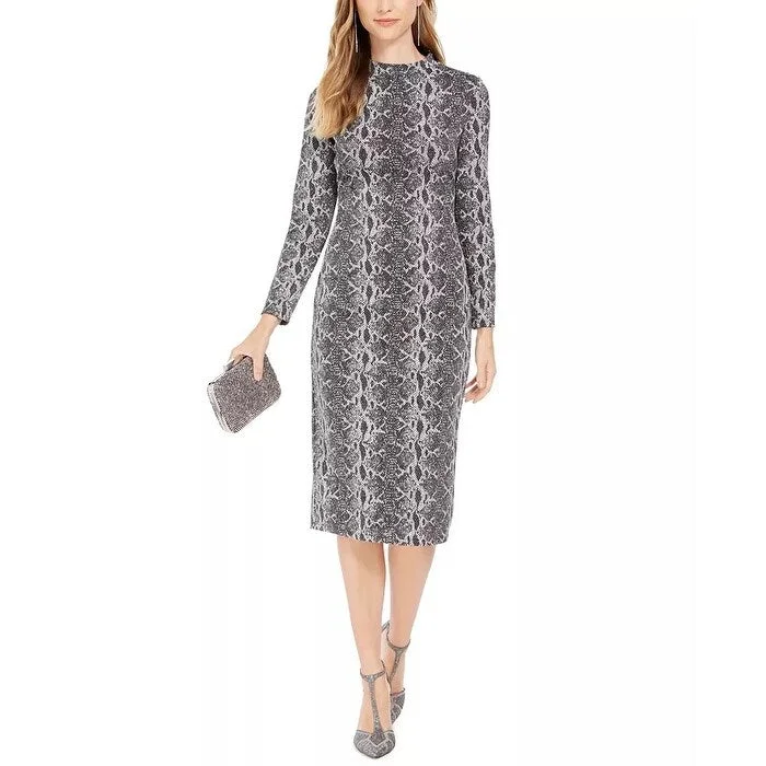 Shop & Save Instantly INC International Concepts Women's Sheath Midi Dress Grey Size 10 Shop & Save Instantly INC International Concepts Women's Sheath Midi Dress Grey Size 10