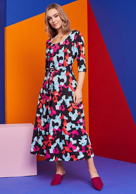 Weekend Special Sale Kate Cooper Geo Print Belted Midi Dress, Multi