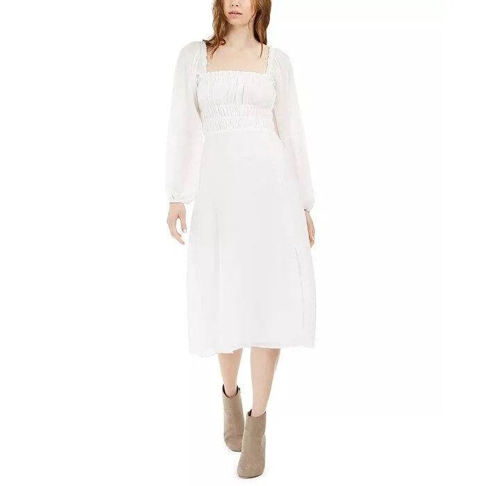 Weekend Hot Offers Leyden Women's Smocked Midi Dress White Size Medium