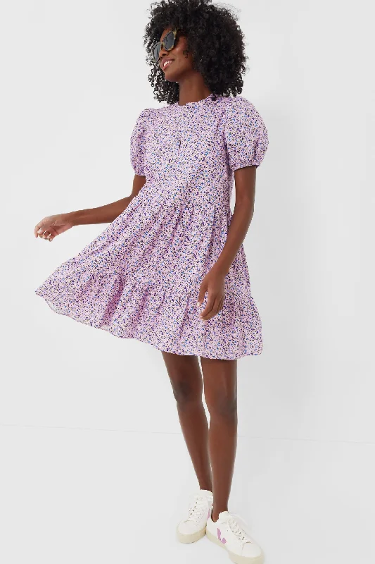 Best Offers Lilac Floral Zip Front Ellie Mini Dress