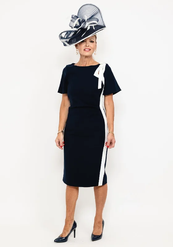 Weekend Big Savings Lizabella Contrast Bow Seam Midi Dress, Navy & White