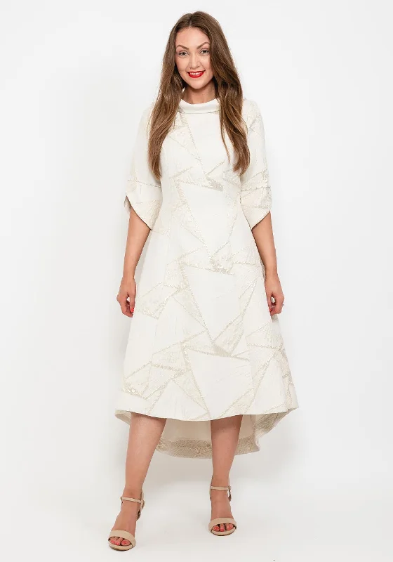 Weekend Hot Picks Lizabella Patch Print Dipped Hem Midi Dress, Gold