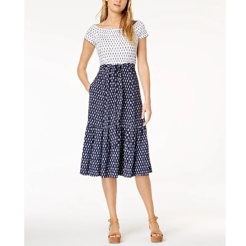 Weekend Shop Now Maison Jules Women's Colorblocked Off-The-Shoulder Midi Dress Bright White Combo Size 4 Weekend Shop Now Maison Jules Women's Colorblocked Off-The-Shoulder Midi Dress Bright White Combo Size 4